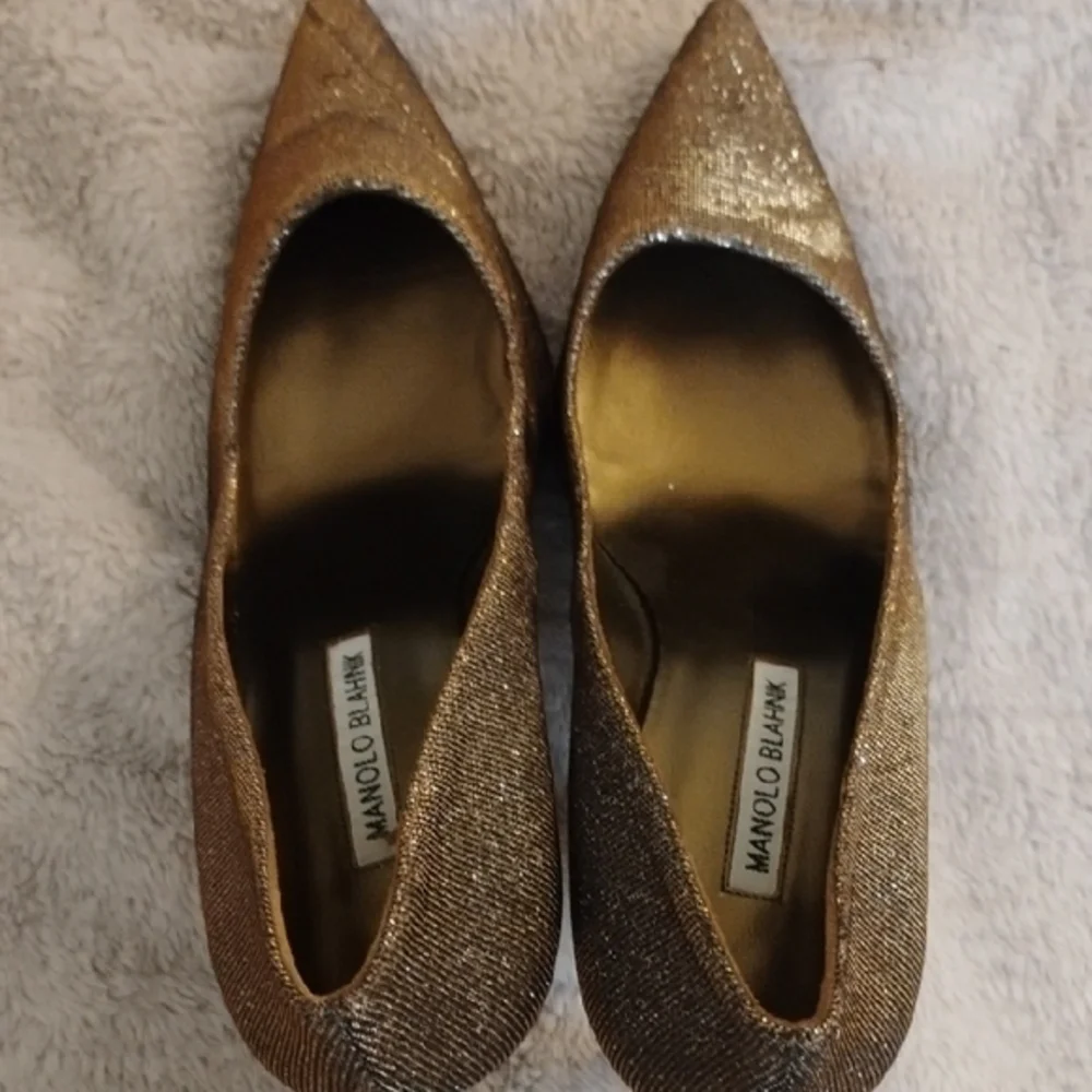 Manolo Blahnik Silver And Gold Sparkle Heels